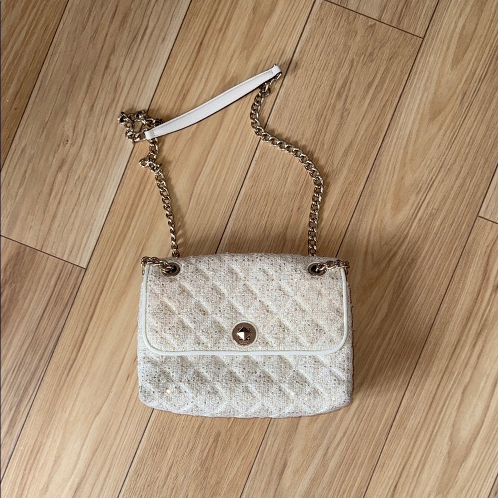 Kate Spade natalia medium flap shoulder Elegant Cream Quilted Chain Bag